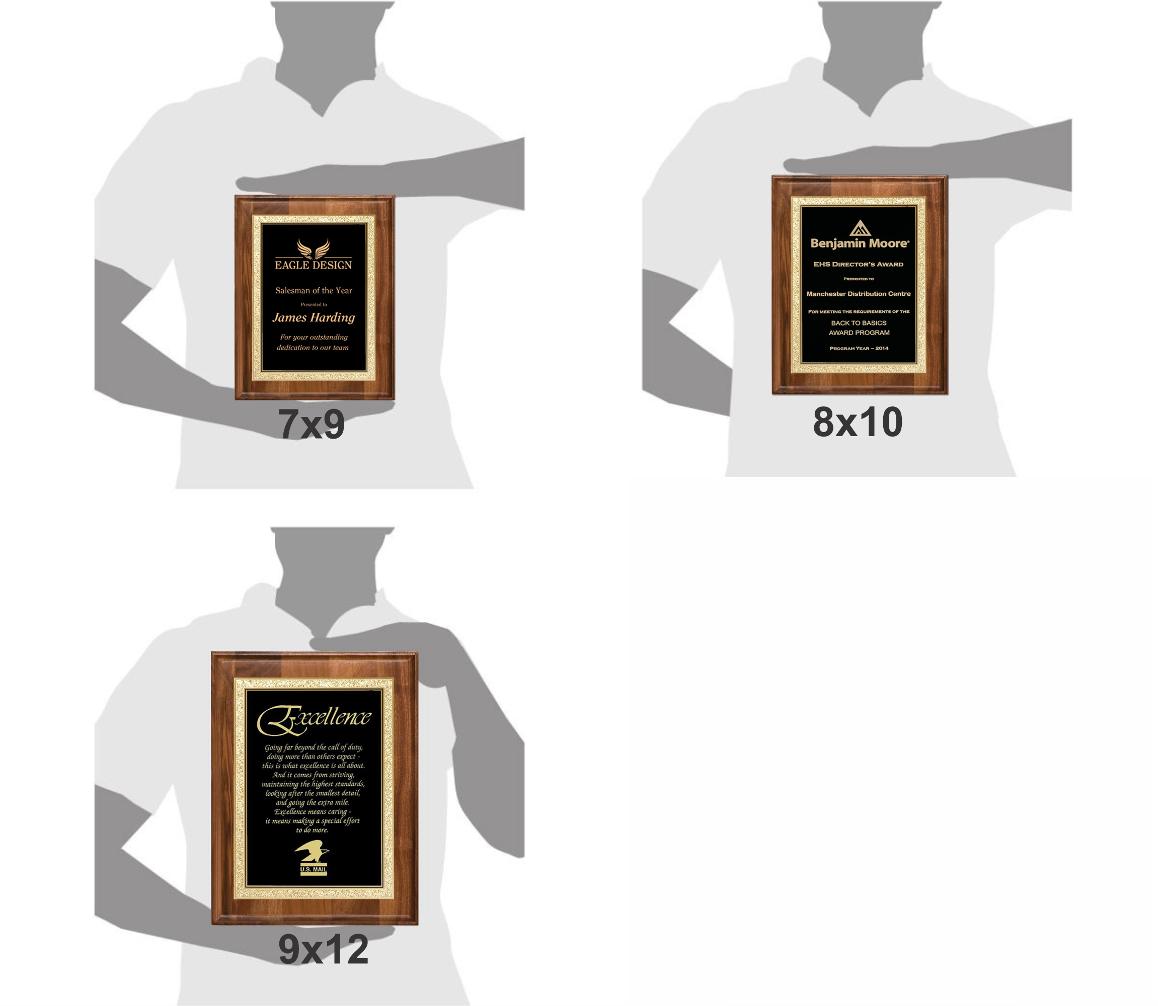 Walnut Rectangle Plaque w/Black Brass Engraving Plate (7" x 9") 2