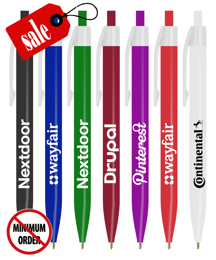 "Promotional" Click Pen - Colored Barrel White trim 1