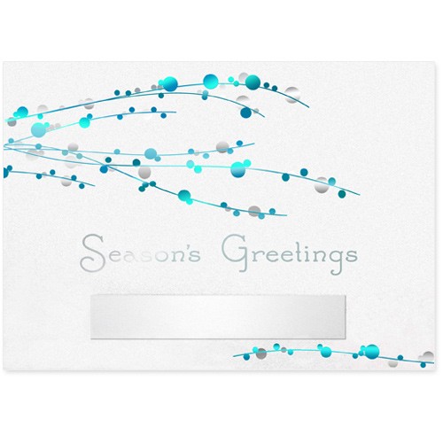 Turquoise Berry Branches Holiday Greeting Card 3