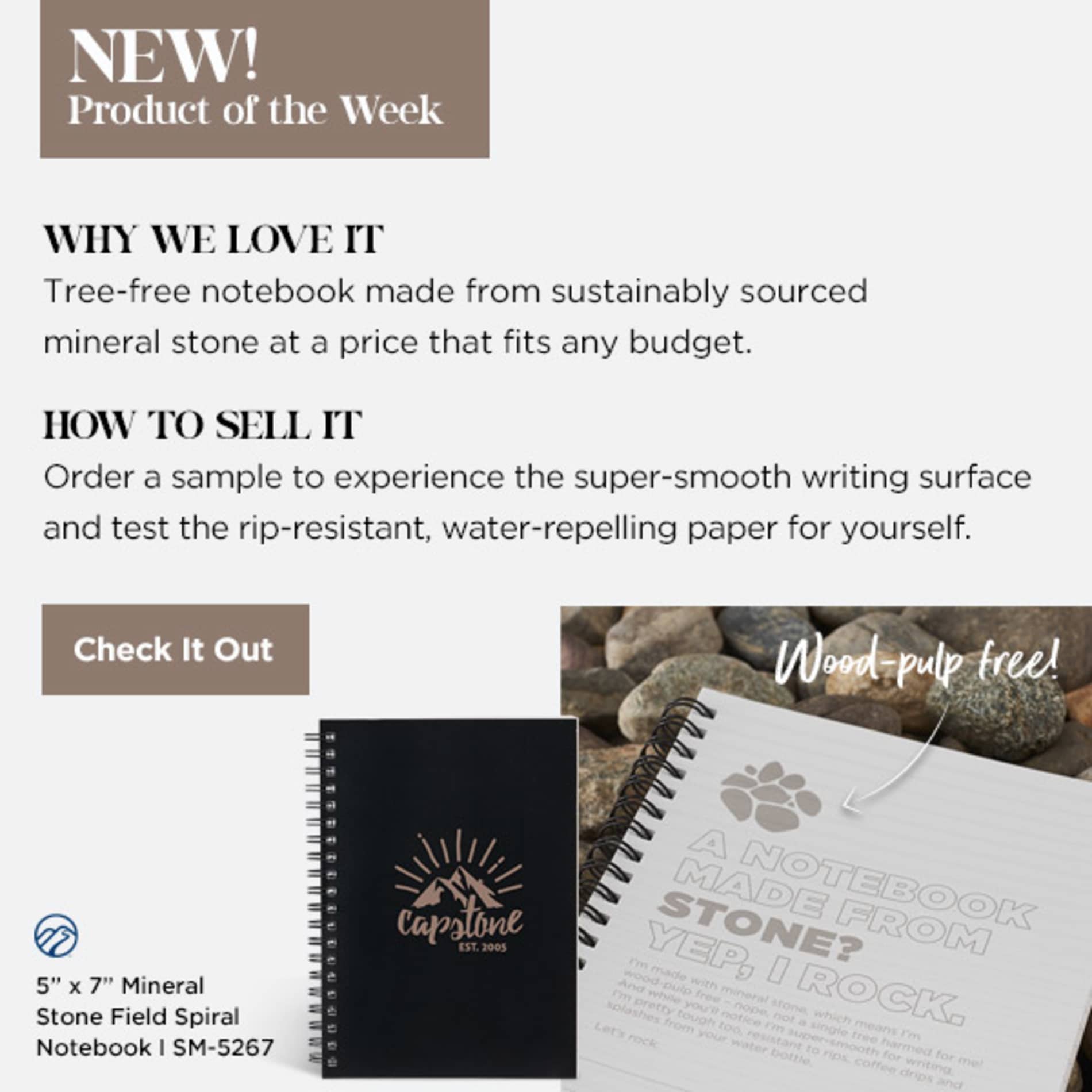 5” x 7” Mineral Stone Field Spiral  Notebook 97