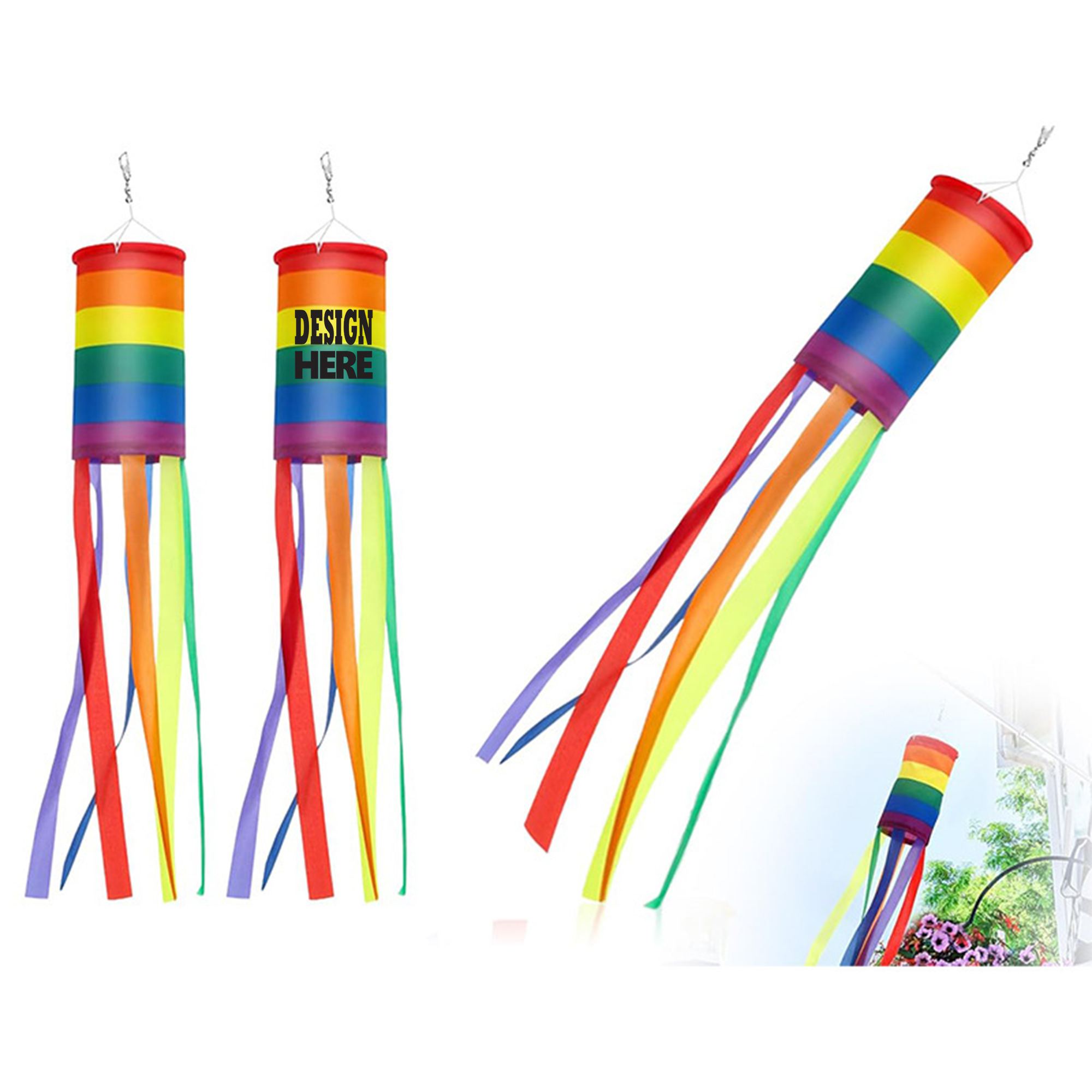 Outdoor Decor Rainbow Windsock Flag 1