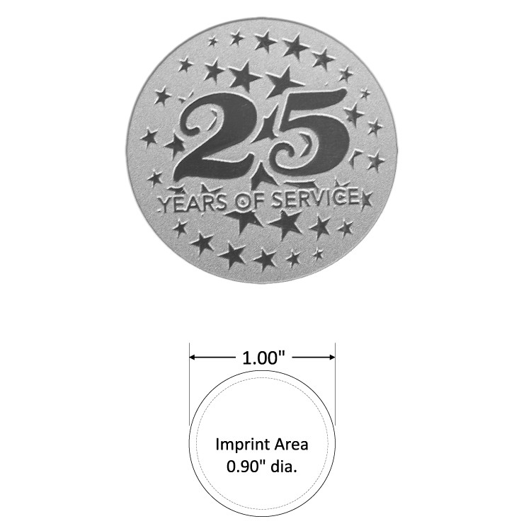 Round 1.00" Polished Nickel Etched Lapel Pin with Color Fill- USA Made 4