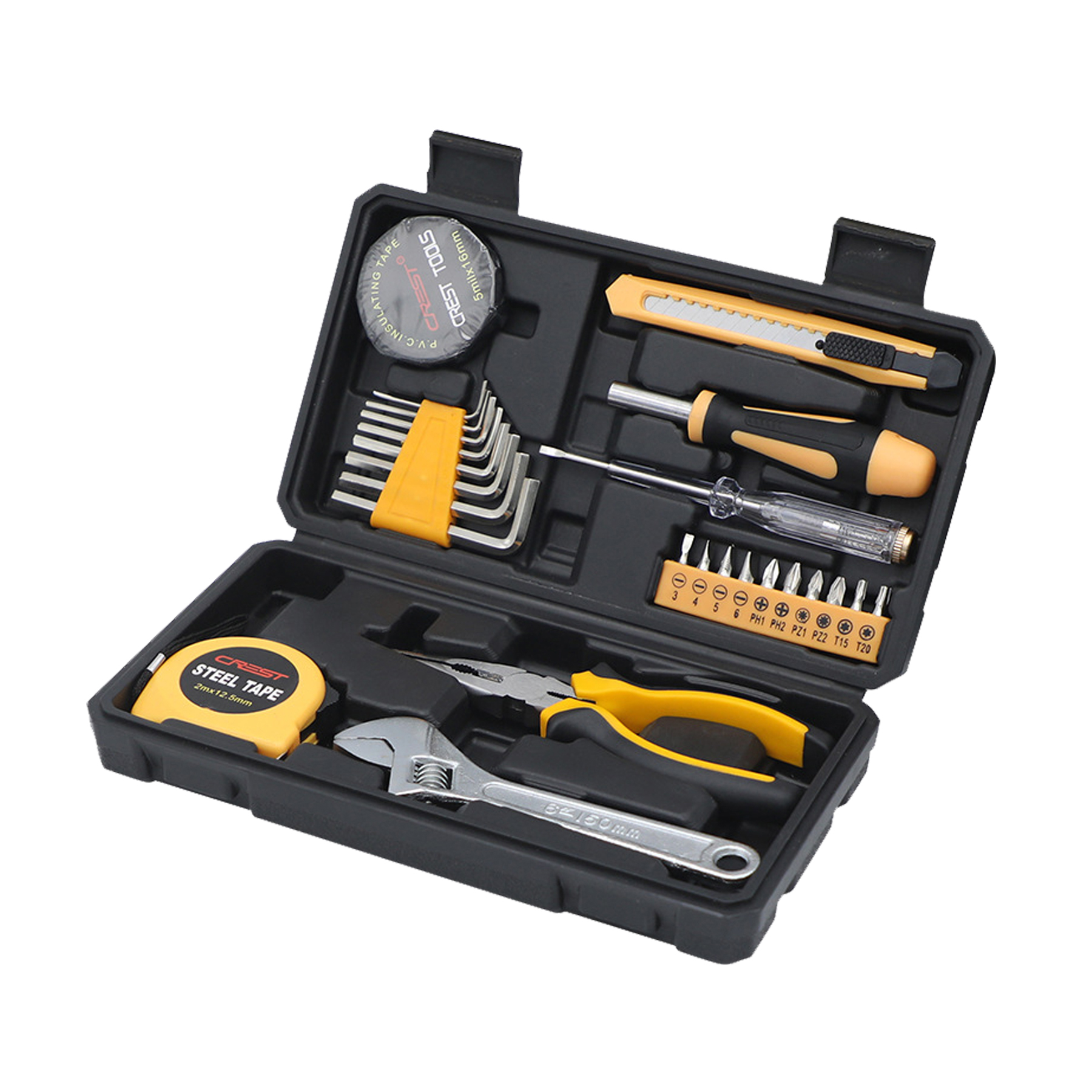 HandyPro 26pc Household Toolbox Set with Wrench, Electrical Tape, and Pliers 7