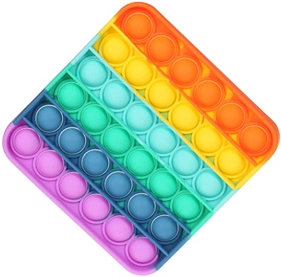 Square Shape Rainbow Color Push Pop Bubble Sensory Fidget Toy 5