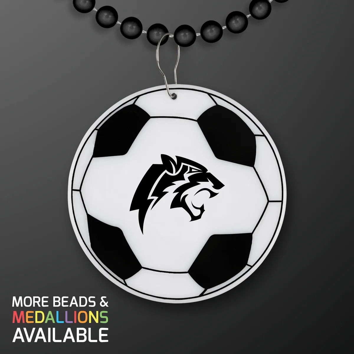 Soccer Ball Medallion with Beaded Necklace (Non Light Up) 3