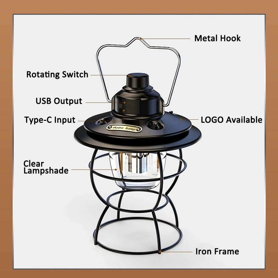 Retro Outdoor Camping Light & Picnic Lantern with Power Bank 1