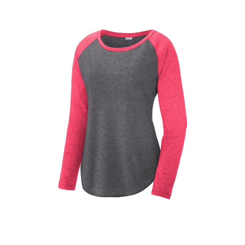 Sport-Tek Women's PosiCharge Long Sleeve Tri-Blend Wicking Scoop Neck Raglan Tee 14