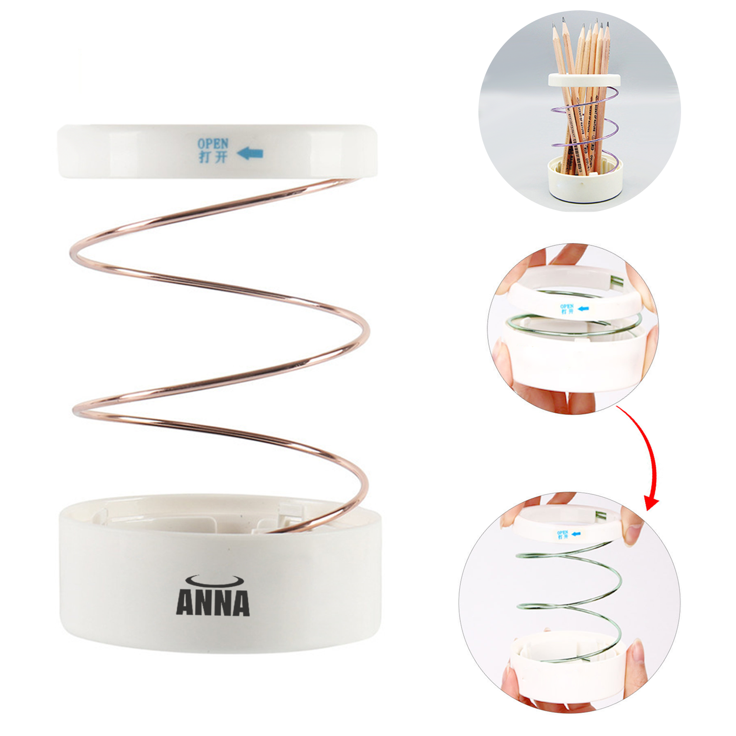 Scalable Spring Steel Wire Pen Storage Cup 2