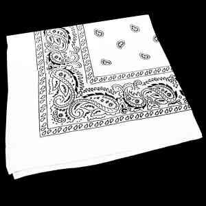 White Cotton Bandana 22" x 22" 2