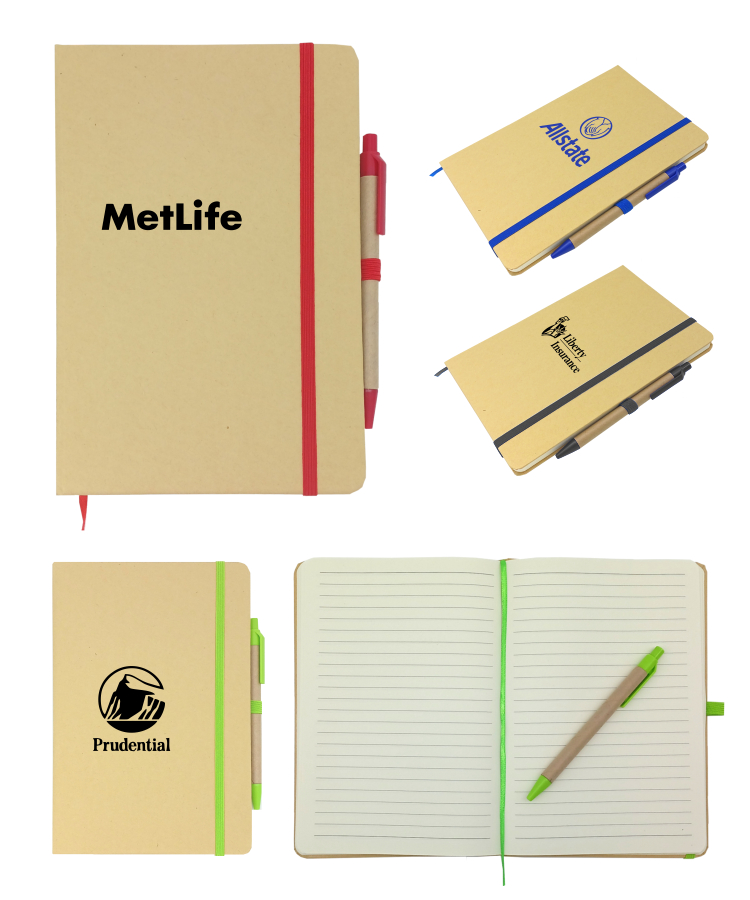 Union Printed - classic style notebook with kraft paper cover and kraft paper ball pen 1