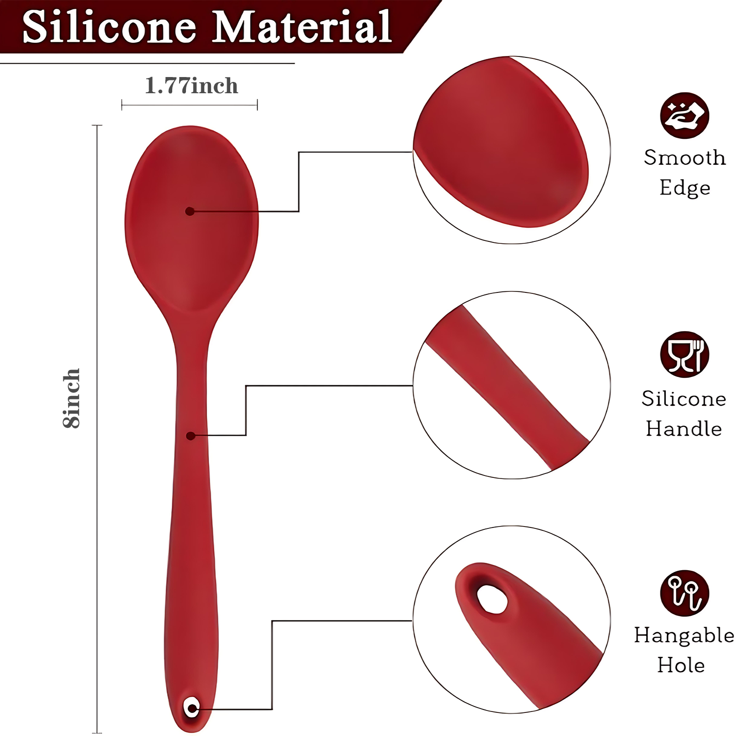One-piece food-grade kitchen cooking silicone spoon 4