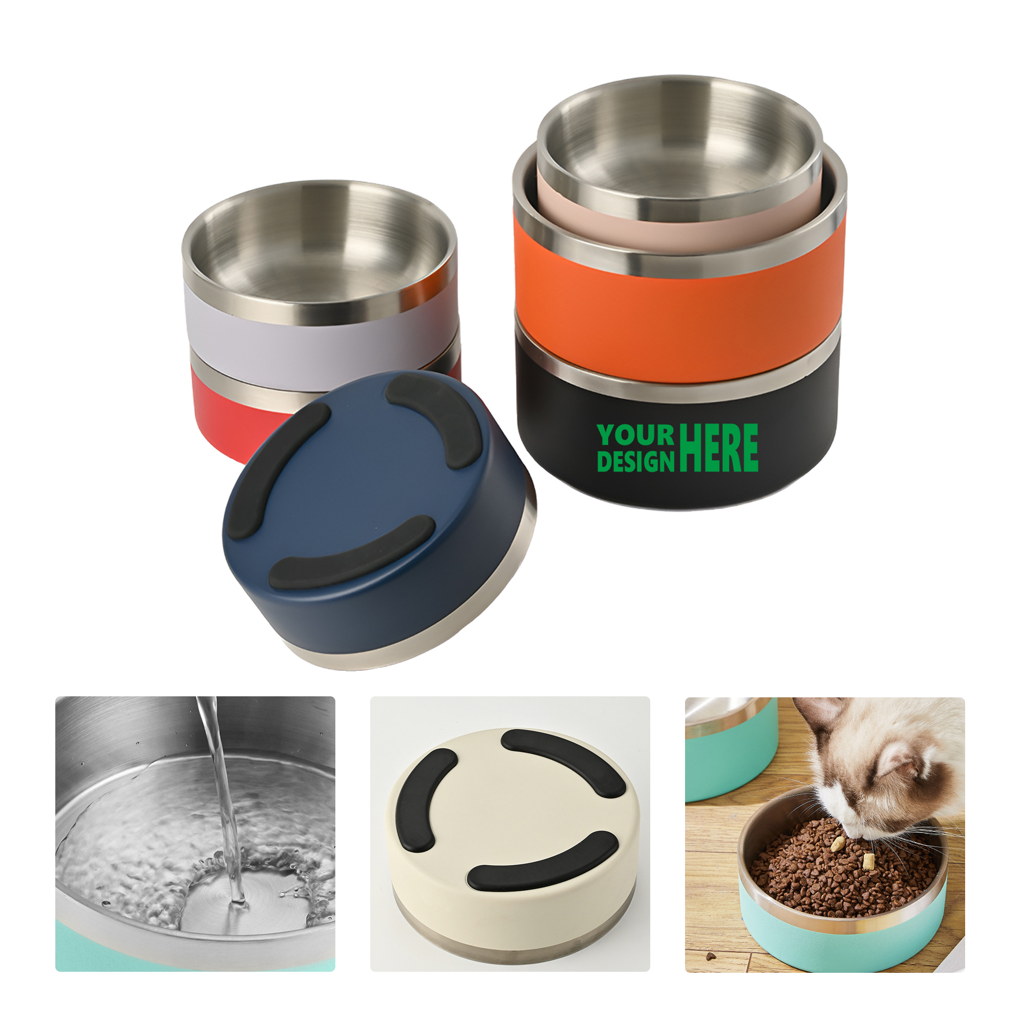 MOQ50 304 Stainless Steel Pet Bowl with Anti-Slip Design 1