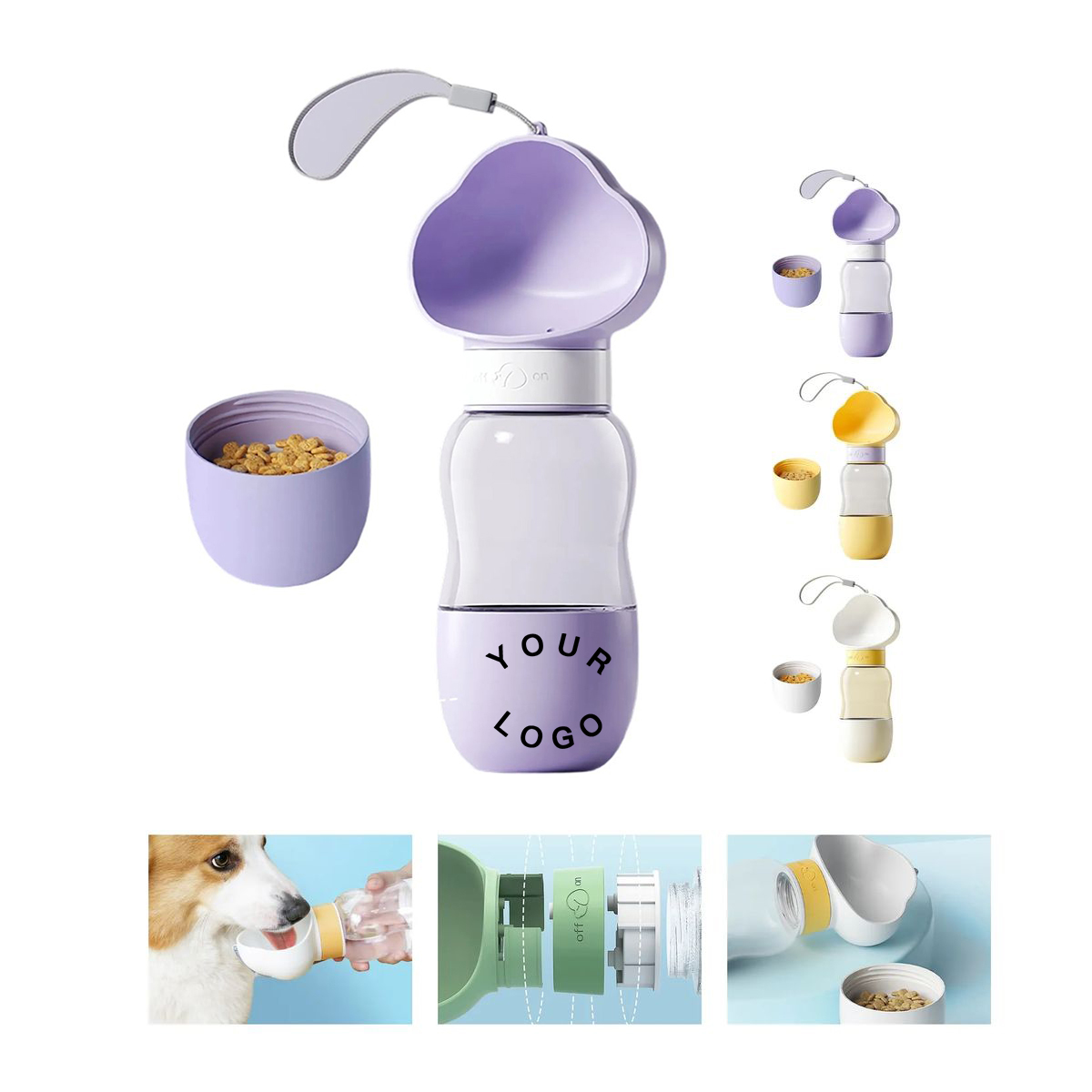 Dual Chamber Dog Bottle with Food and Water Storage 6