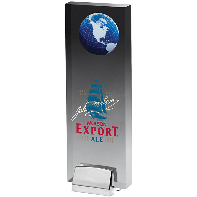 Tall Clear Acrylic Humanity Award with Chrome Base (3 1/2"x 9 1/4"x 3/4") Digital Full Colour