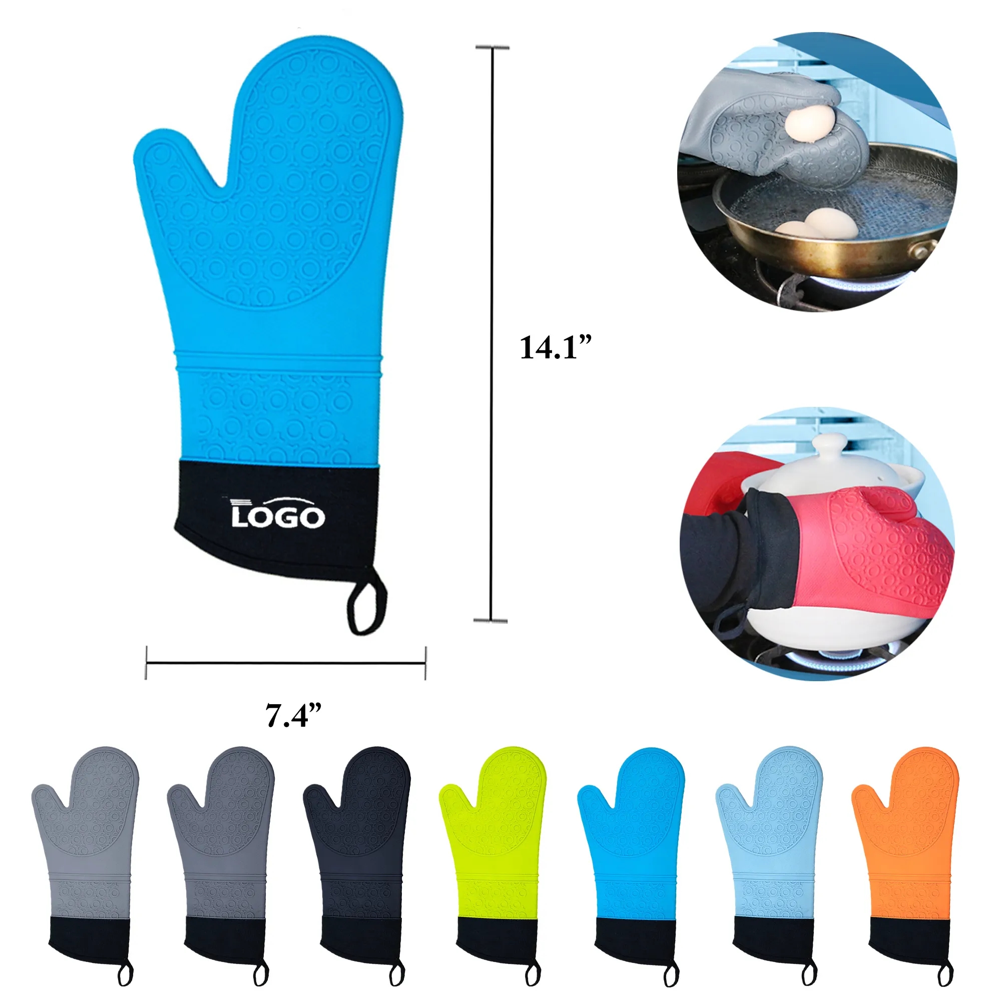 MOQ100 Heat Resistant Silicone Kitchen Gloves 10