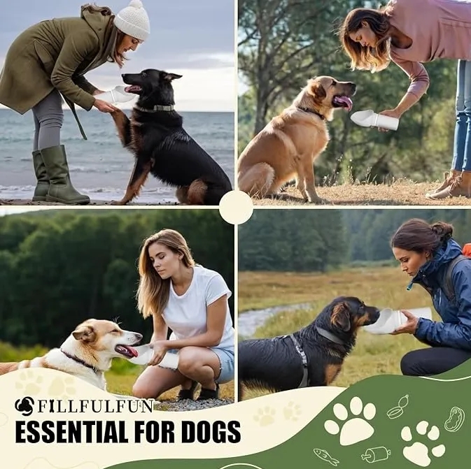 550ml Leak Proof Dog Water Bottle with Foldable Bowl for Hiking Travel 5