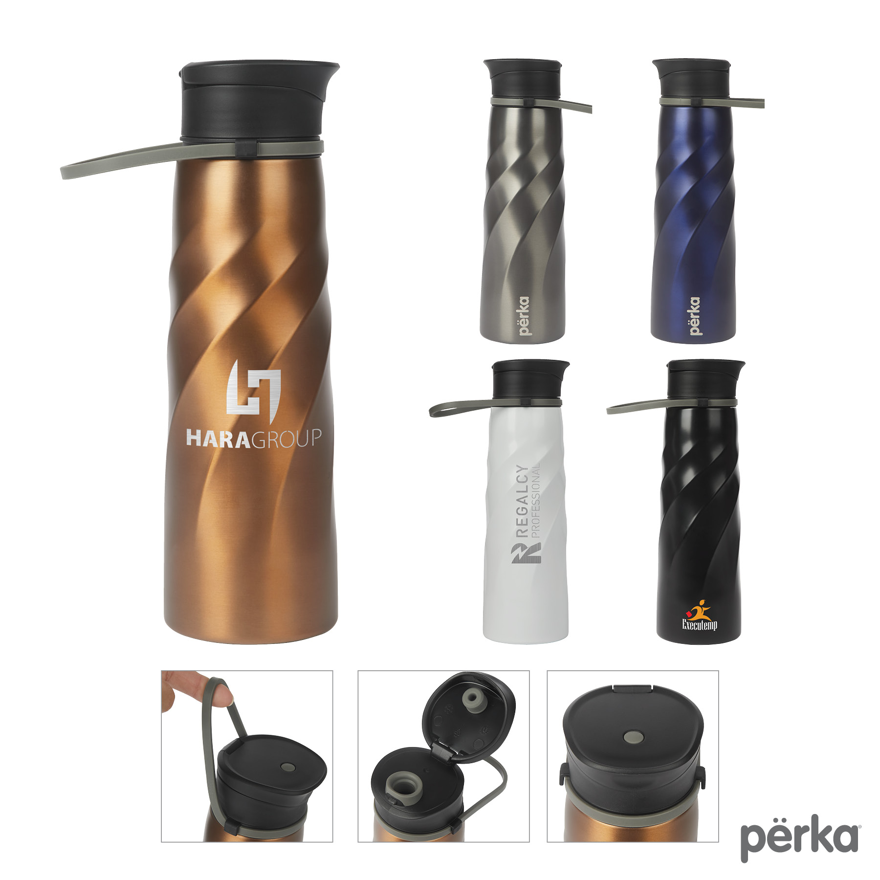 Perka® Tristan 34 oz./1L Single Wall Stainless Steel Sport Bottle 2