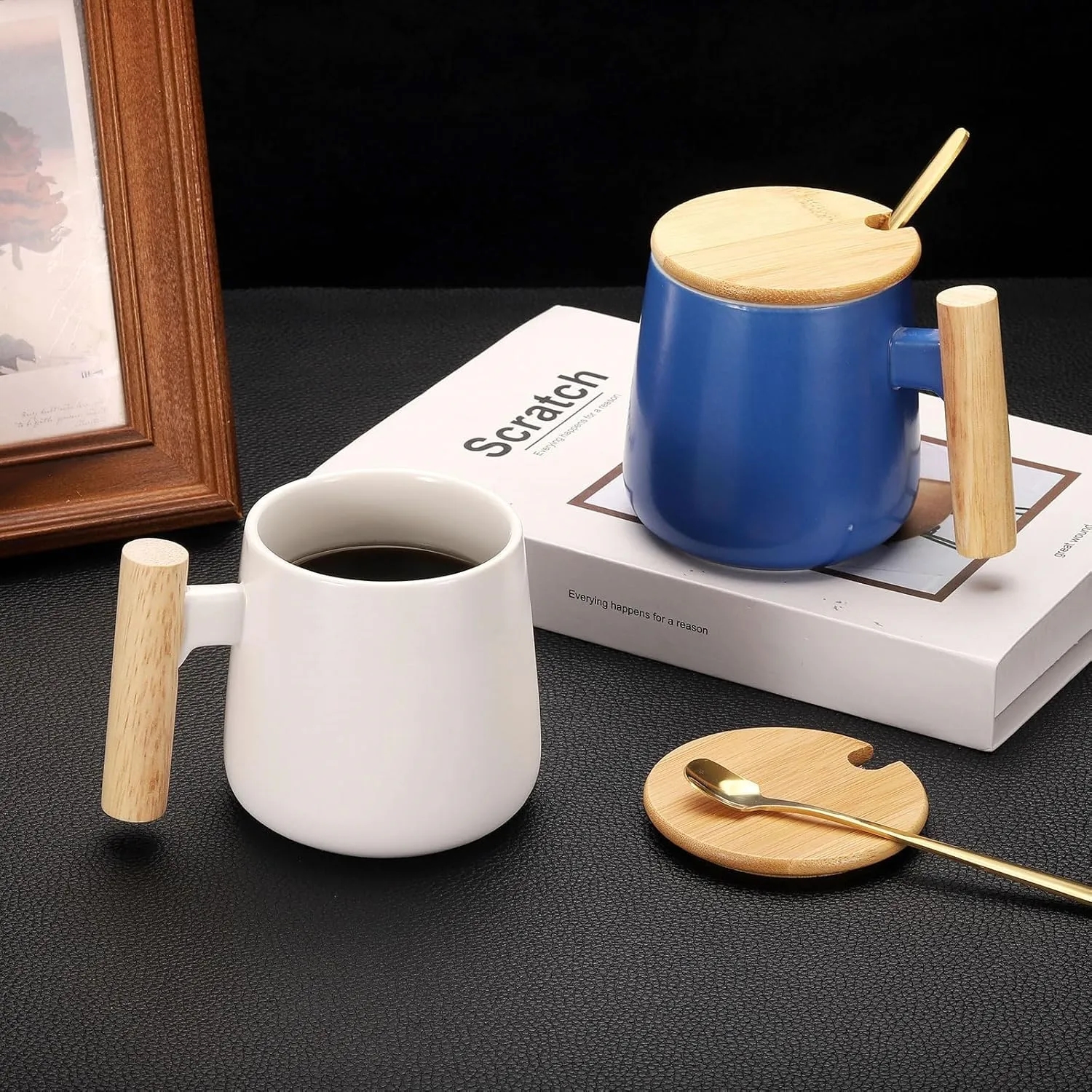 12oz Ceramic Mug With Wooden Handle 5