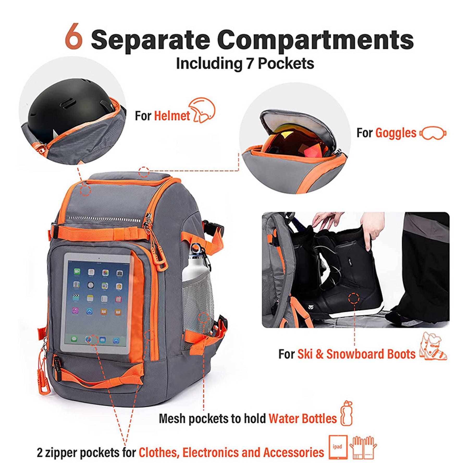 Nylon Skiing Gear Backpack 3
