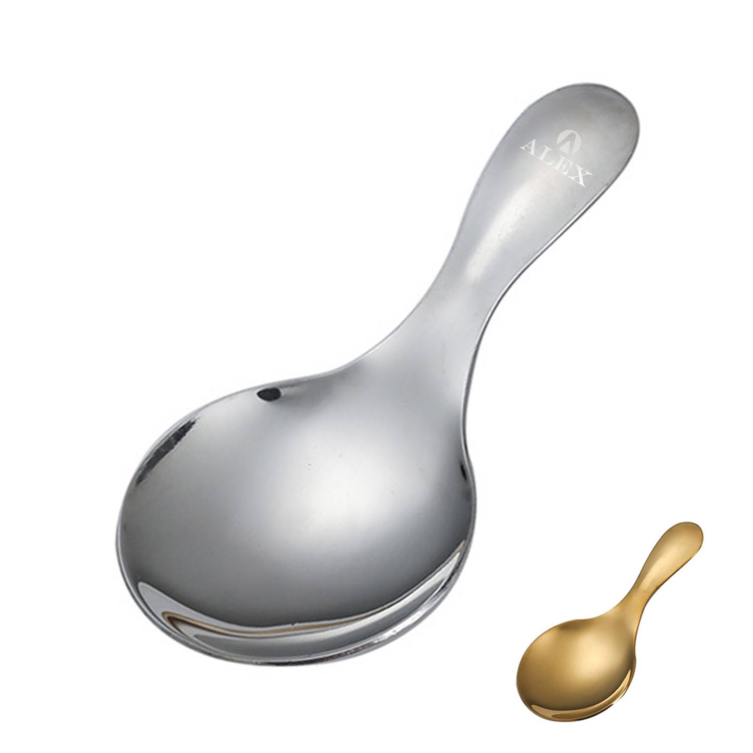 Stainless Steel Short Handle Thickened Small Round Spoons 6