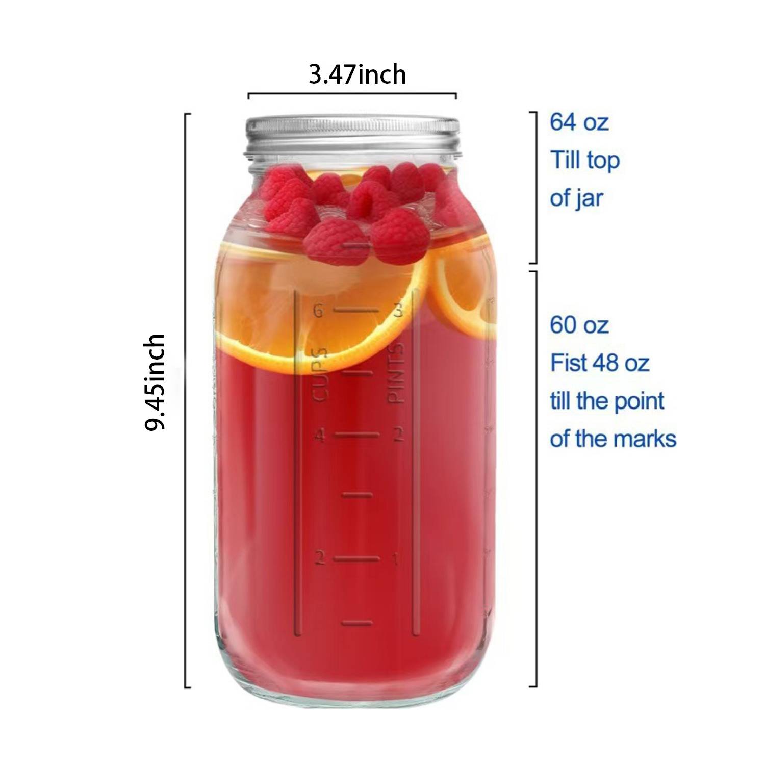 64oz BPA Free Wide Mouth Mason Jars w/ Lid 4