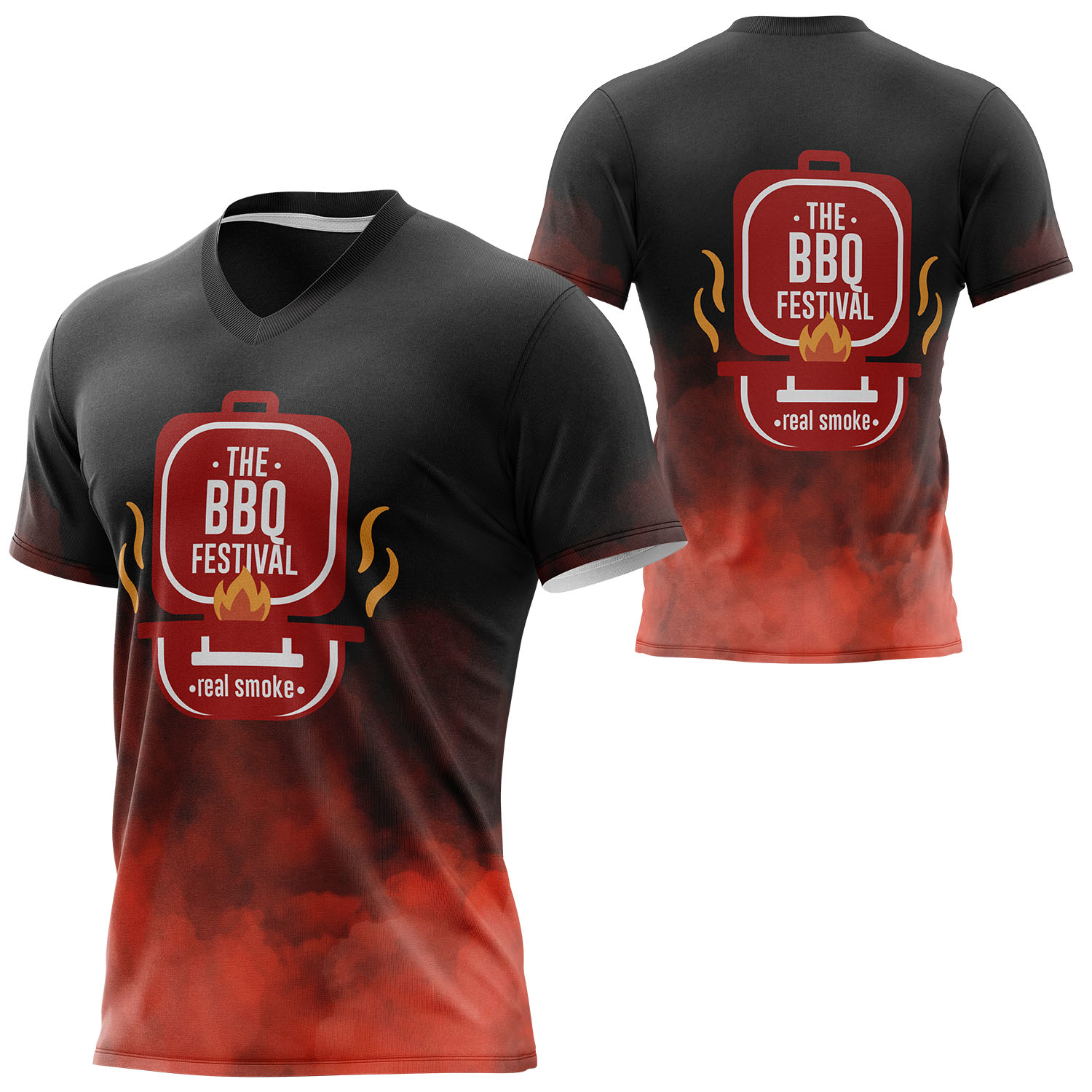 Unisex 160 GSM Brushed Milk Silk Sublimation V-Neck Short Sleeve T-shirt 5