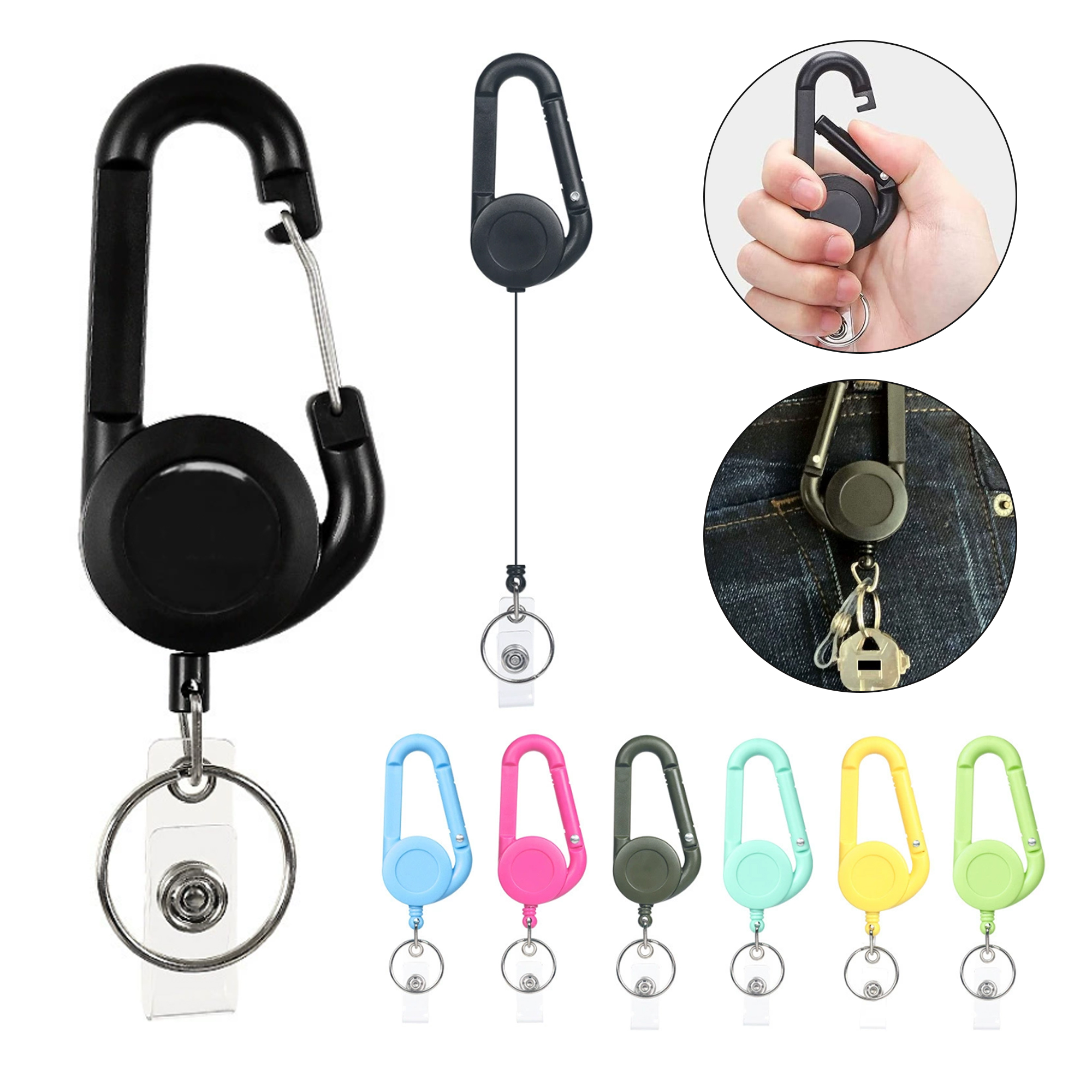 Outdoor Retractable Carabiner Badge Holder 1