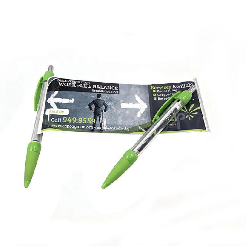 Plastic Clear Round Clip Banner Ballpoint Pen 2