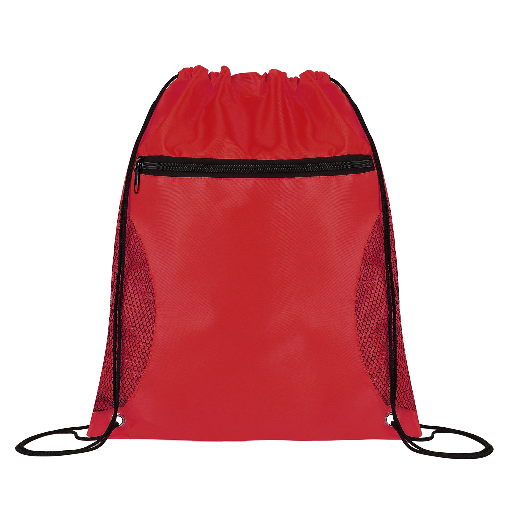 Drawstring Sports Backpack With Mesh-Sided Front Zipper Pocket 9