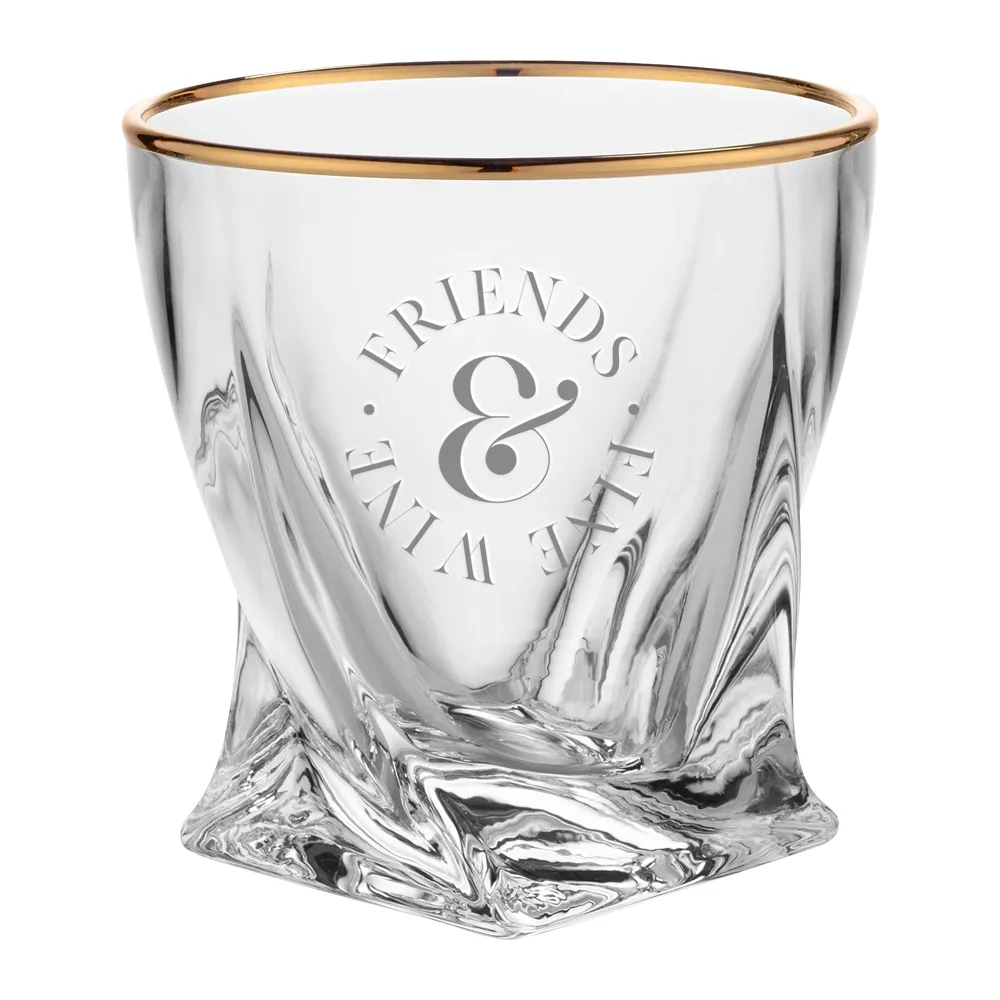 10.5oz. Gold Rimmed Twisted Whiskey Glass 3
