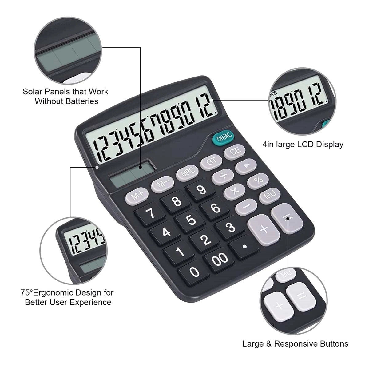 Dual Power 12 Digit Calculator 4