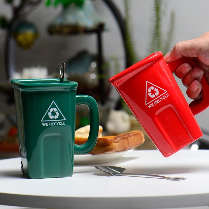 Custom 12 oz Ceramic Funny Trash Can Mug 5