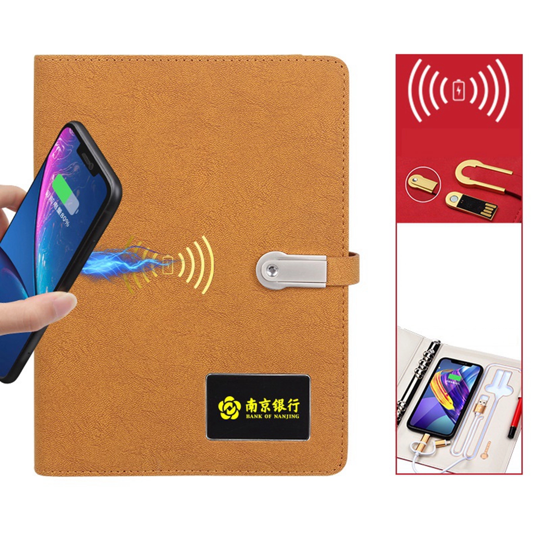 LED Notepad with 8000 mAh Power Bank 5W Wireless Charger 6