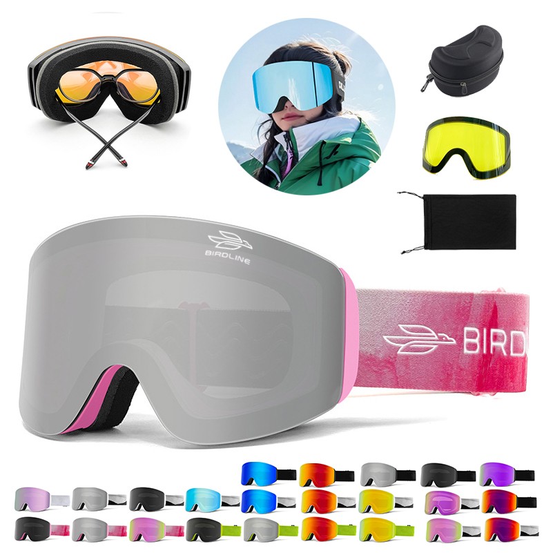 Magnetic Anti-Fog UV400 Protection Ski Goggles with Day & Night 2 Lenses 5