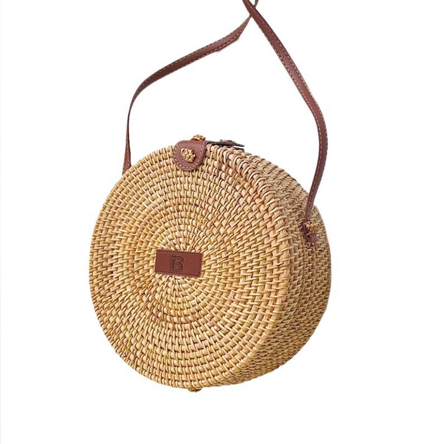 Handmade Round Rattan Crossbody Bag 7