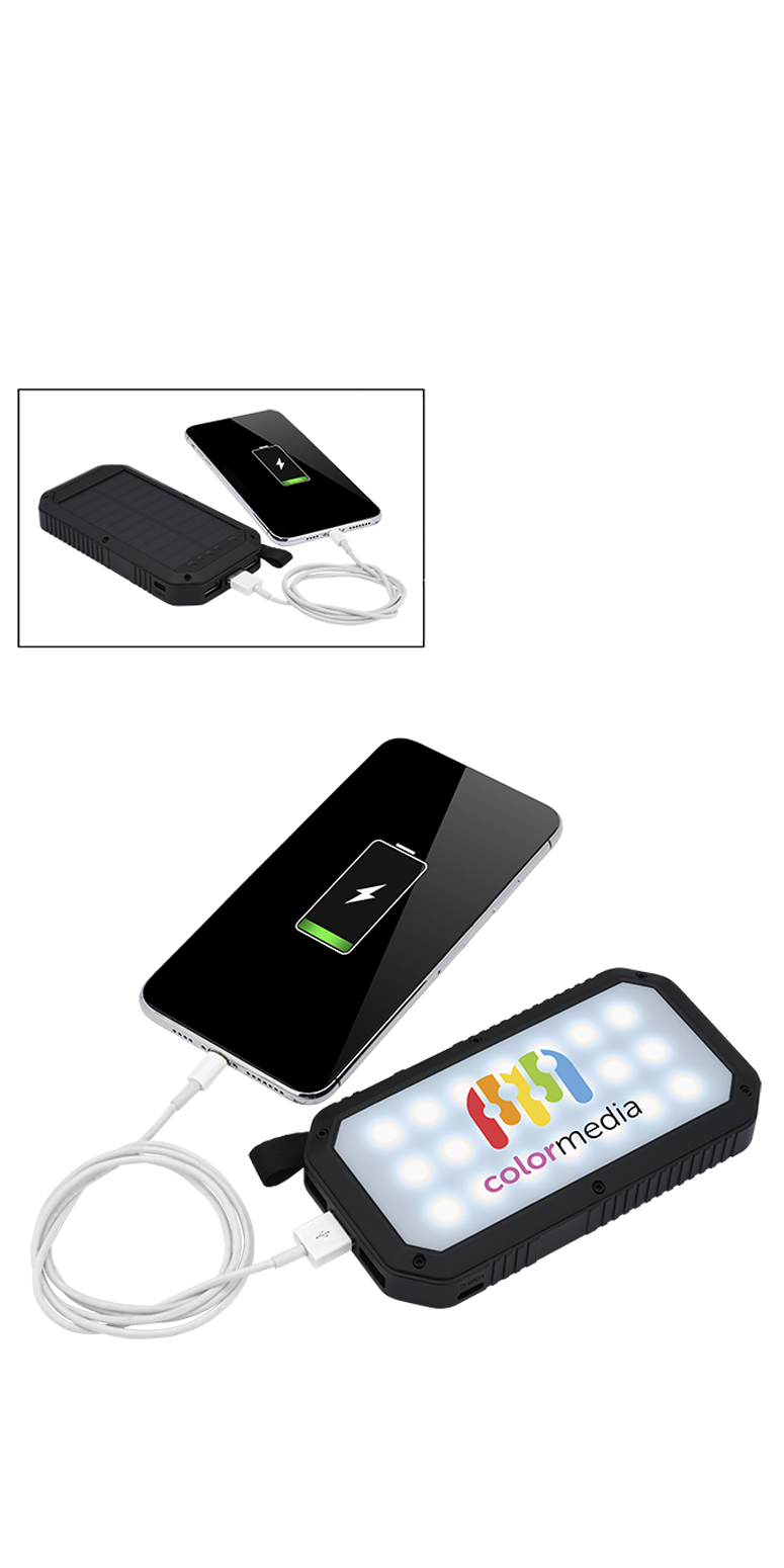 Trio Port Solar Charge LED Power Bank 8,000mAh 4