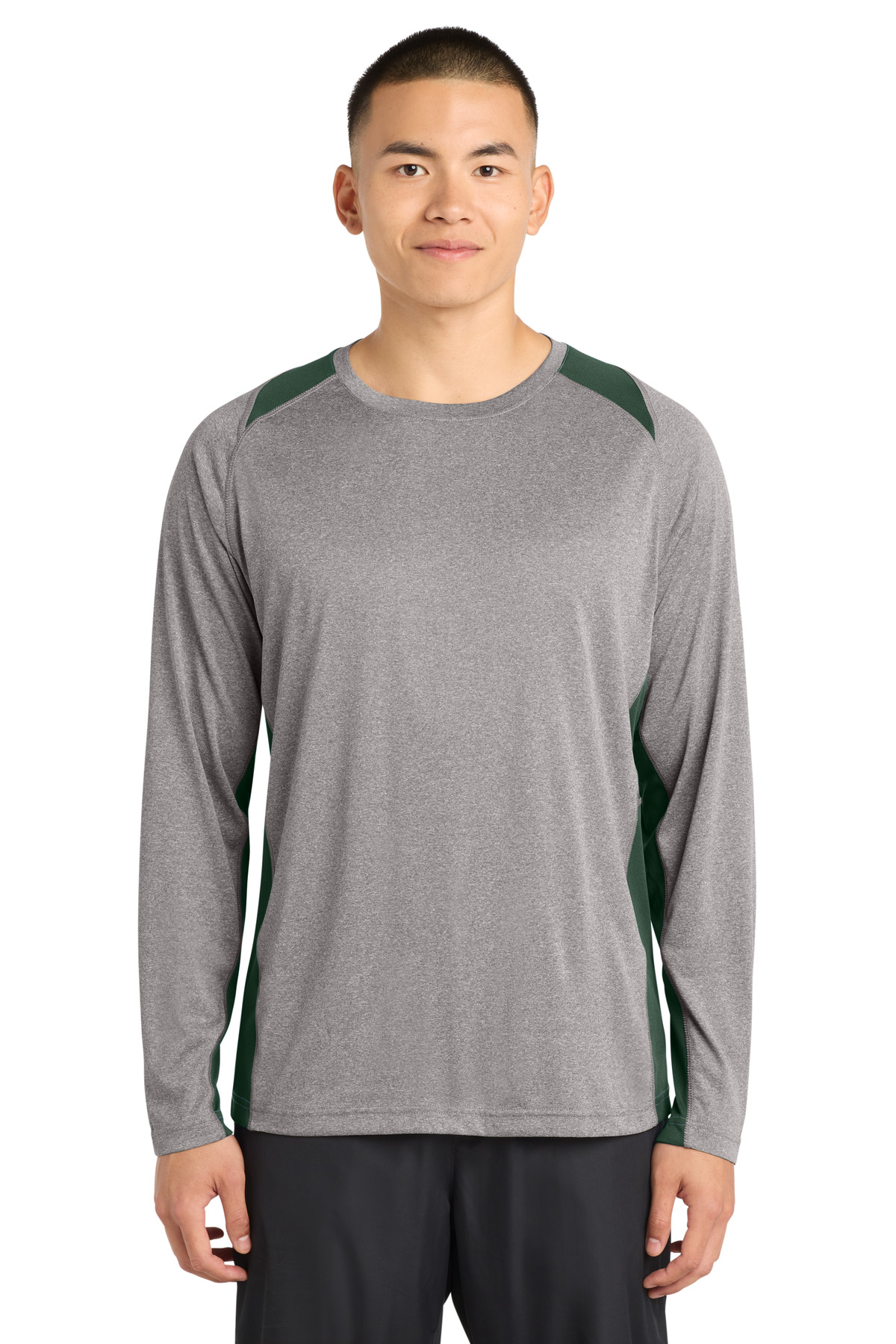 Sport-Tek Long Sleeve Heather Colorblock Contender Tee. ST361LS 76