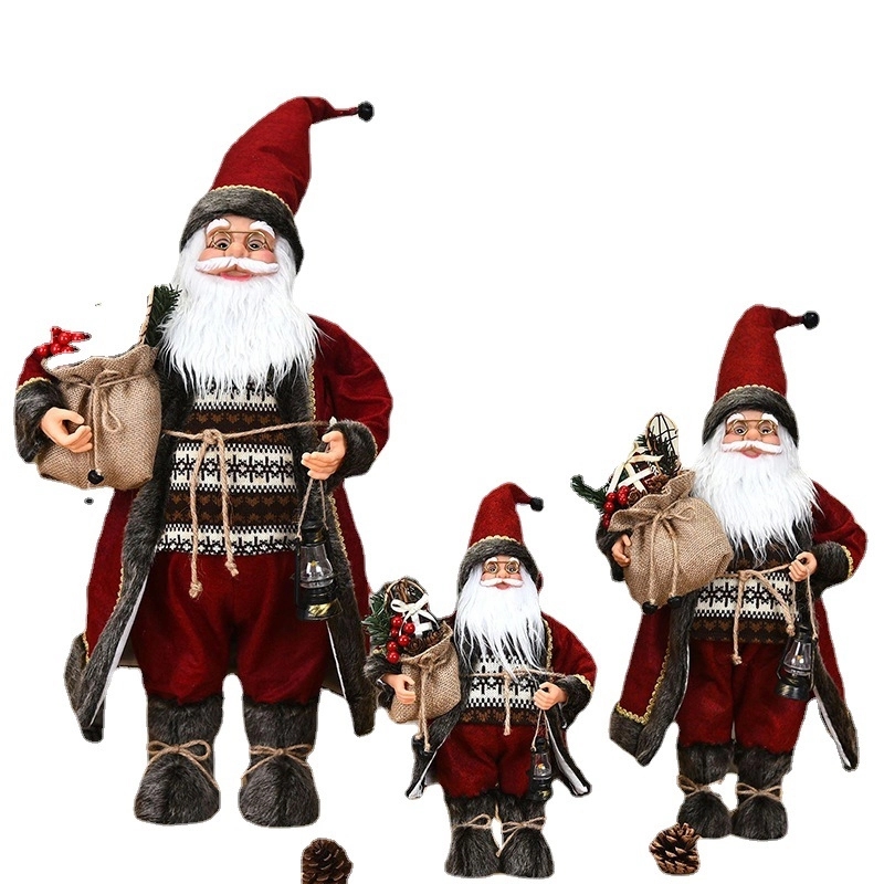 Santa Claus Doll Decoration In Robe Christmas Clothes 1
