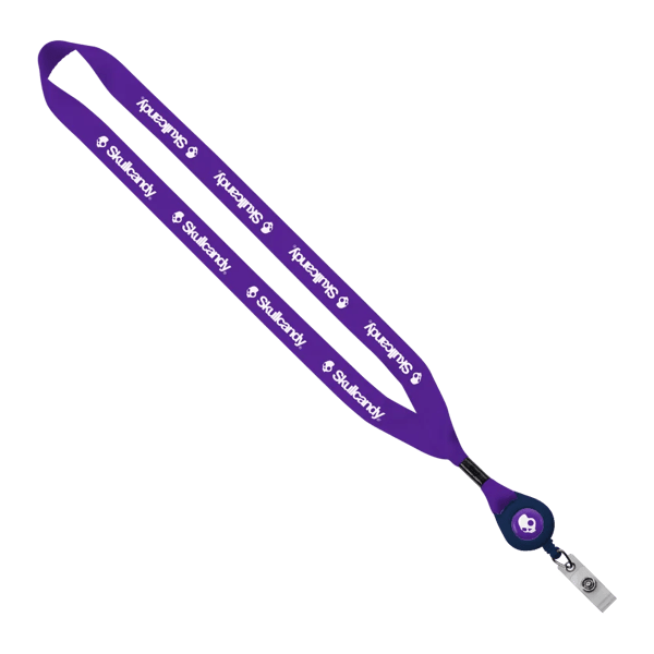 3/4" Polyester Lanyard with Metal Crimp & Retractable Badge Reel 265