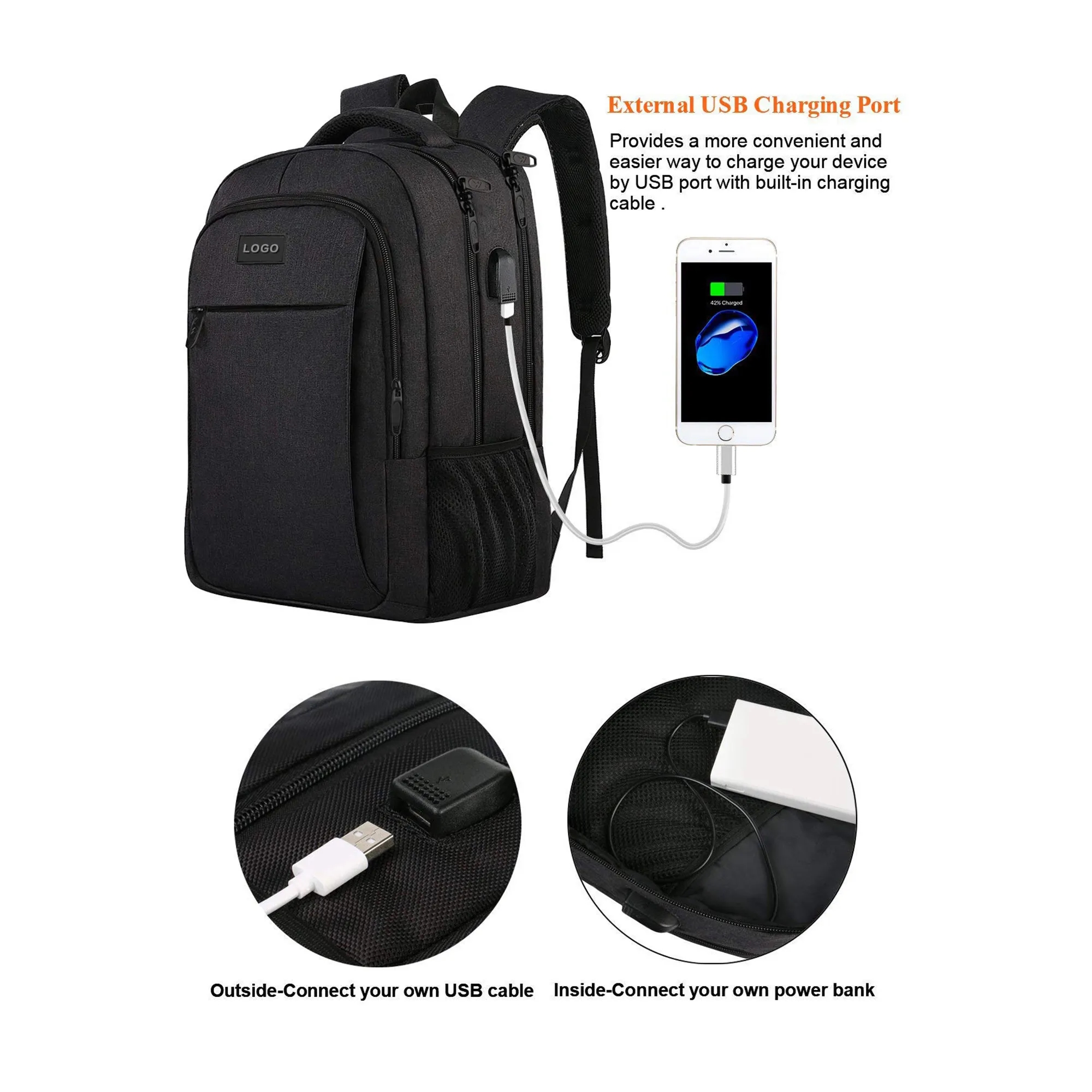 Multifunctional Business Travel School Backpack Laptop Bag 6