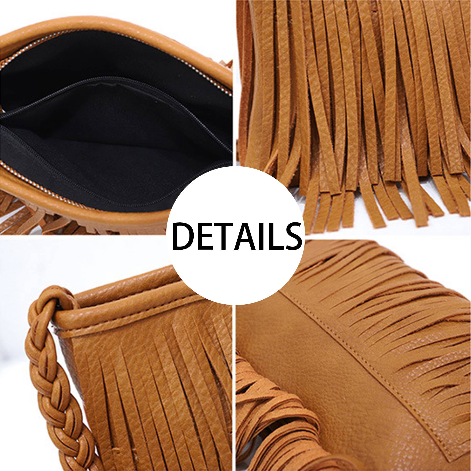PU Hand-woven tassel shoulder cross-body bag 9