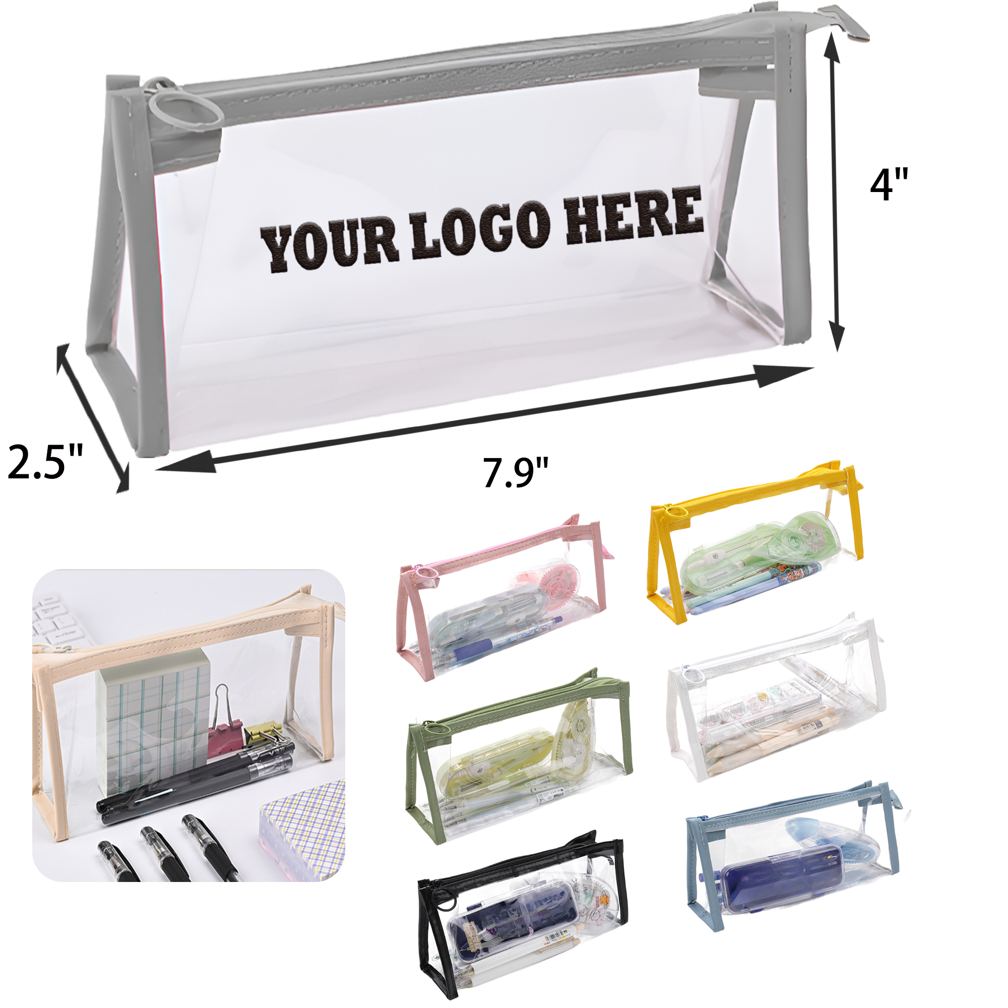 MOQ 50 PCS Transparent Waterproof Student Stationery Bag 3