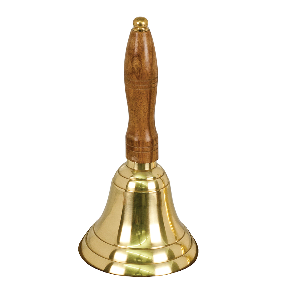 BRASS BELL/WOOD HANDLE
