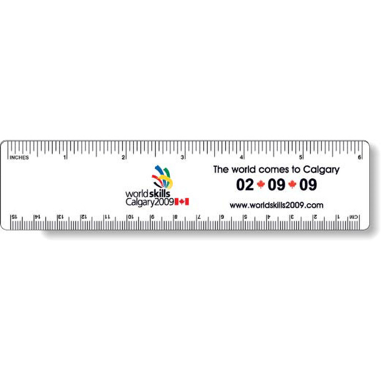 .020 White Plastic Rulers 1.5"x6.25" Rectangle / Round Corner, Spot Colour