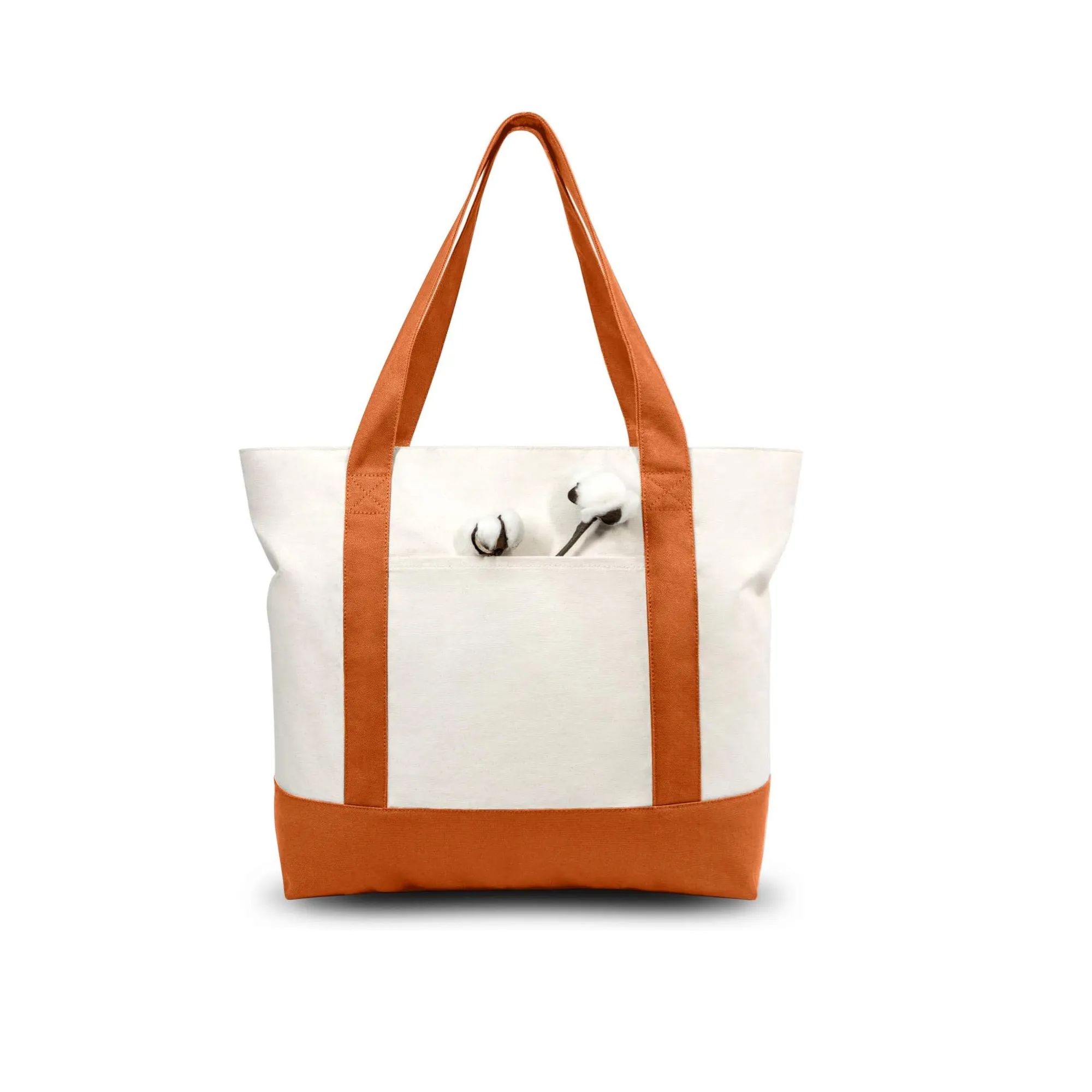 100% Cotton Canvas Tote Bag Top Zipper Closure 6
