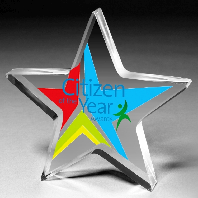 3/4" - Star Acrylic Paperweight - 5” x 5” x 3/4” - 2049L (Laser) 4