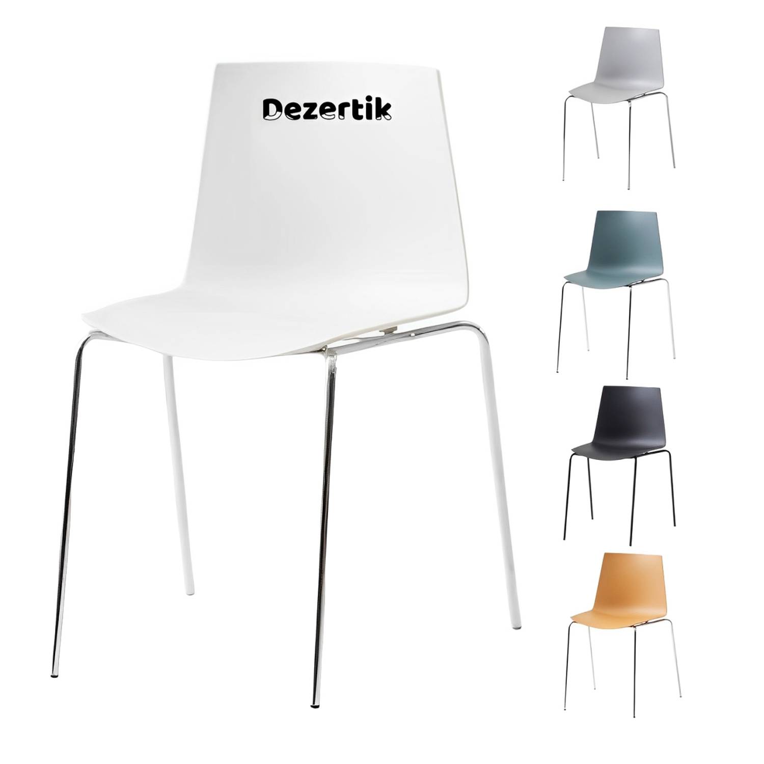 Stackable PP Plastic Chair with Chrome Metal Legs