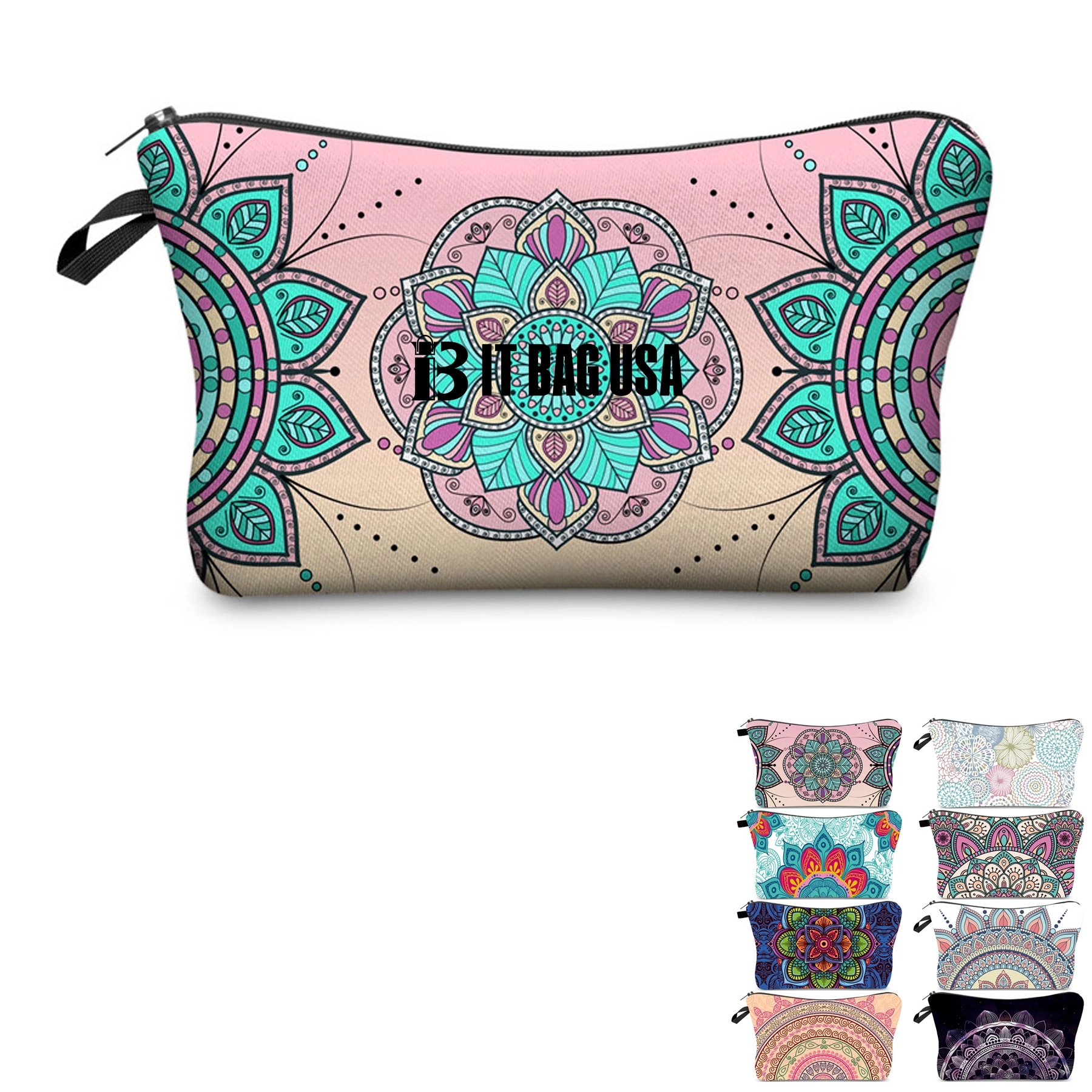Cosmetic Makeup Bags Printed Mandala Flower 1