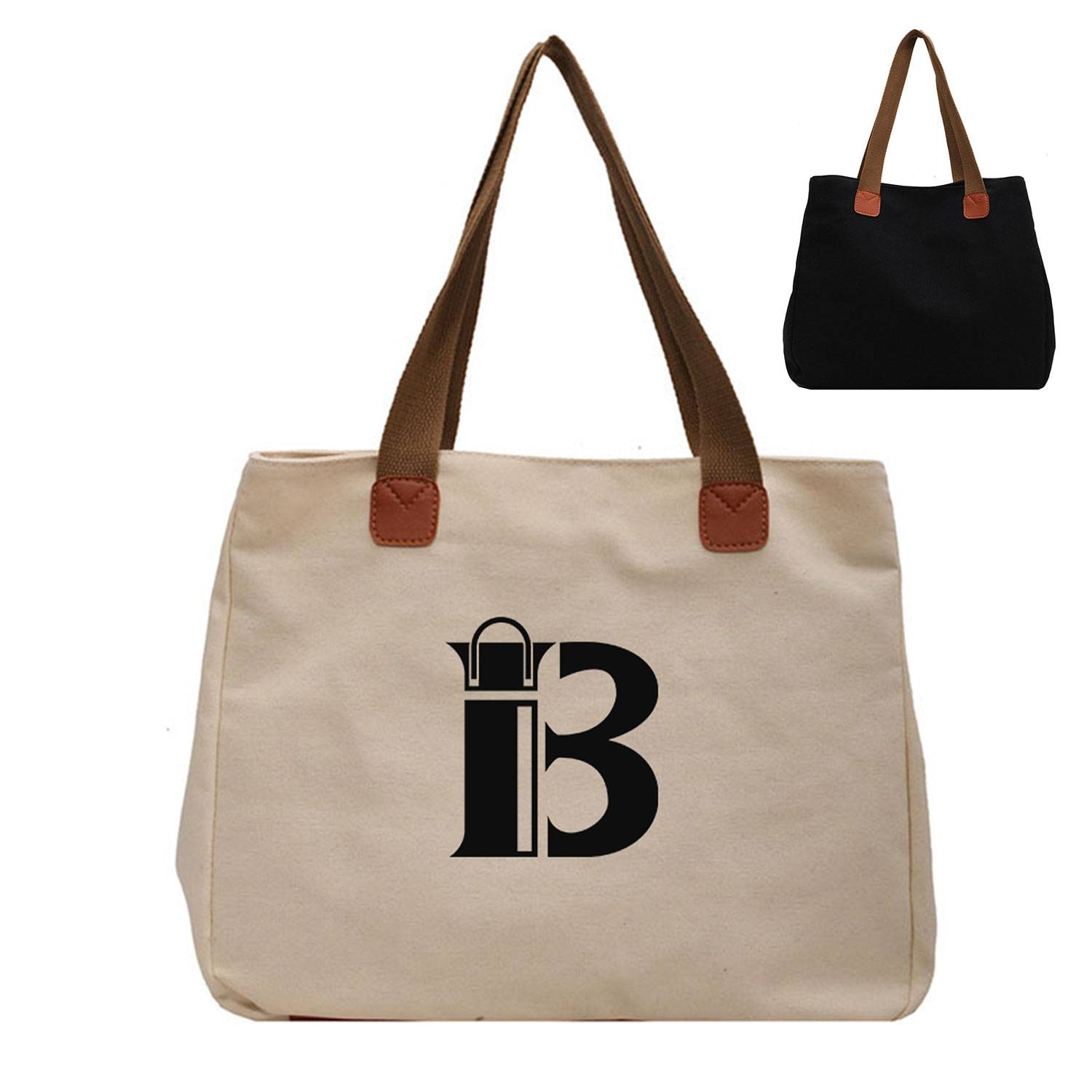 reusable earth-friendly black white Cotton Canvas Tote Bags