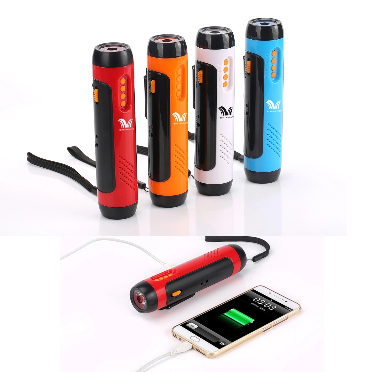 Manual Flashlight W/ Radio Power Bank 1